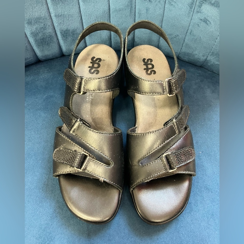SAS Women’s Black Leather Comfort Sandals Size 8